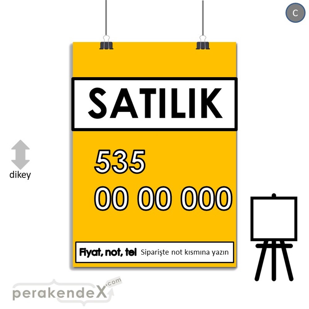 Satılık Yazısı 005 SERT PLASTİK POSTER,  AFİŞ -dikdörtgen,tek yön baskısert plastik poster,  afiş