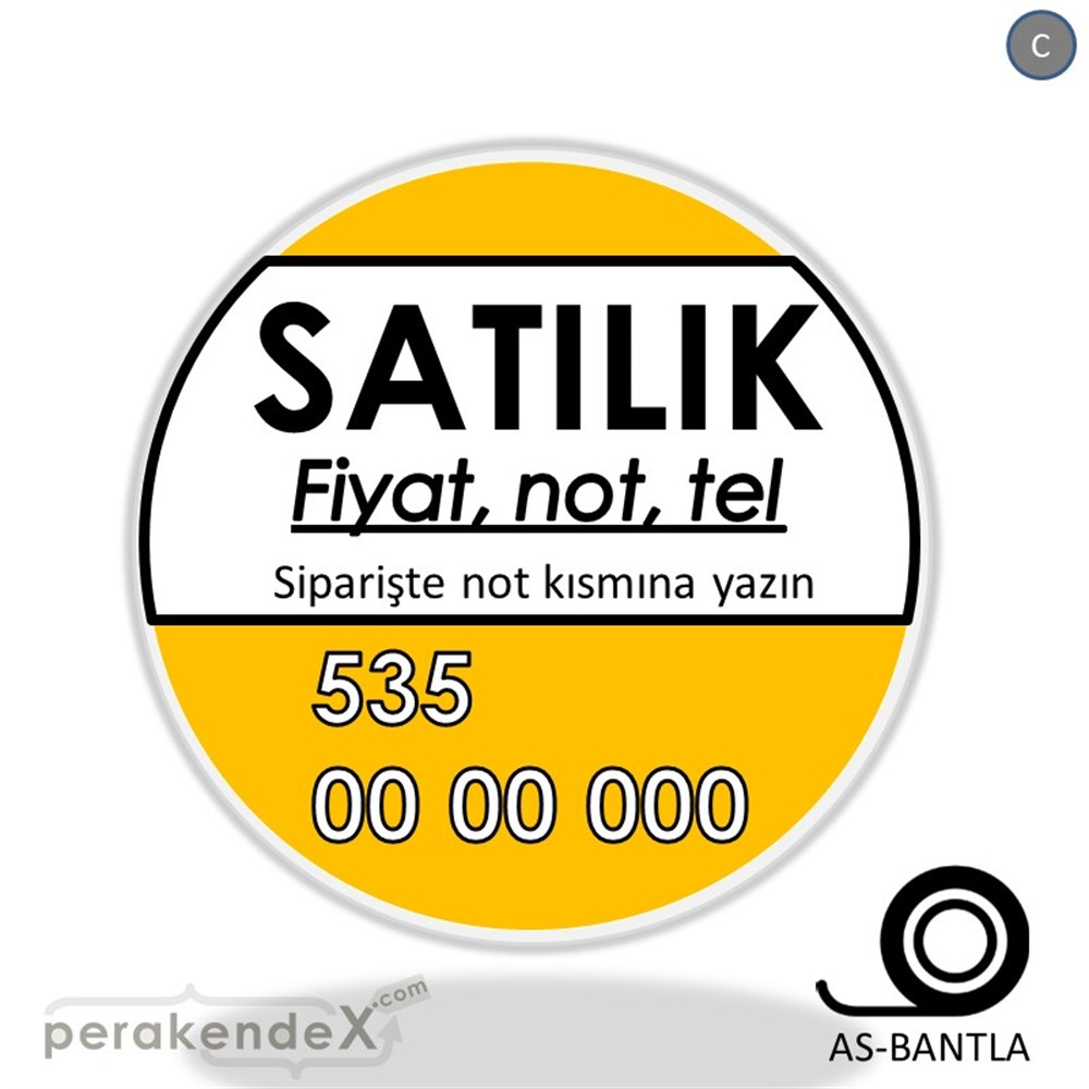 Satılık Yazısı 005 SERT PLASTİK POSTER,  AFİŞ -oval,tek yön baskısert plastik poster,  afiş