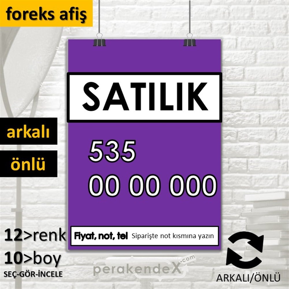 Satılık Yazısı 005 SERT PLASTİK POSTER,  AFİŞ -dikdörtgen,çift yön baskısert plastik poster,  afiş