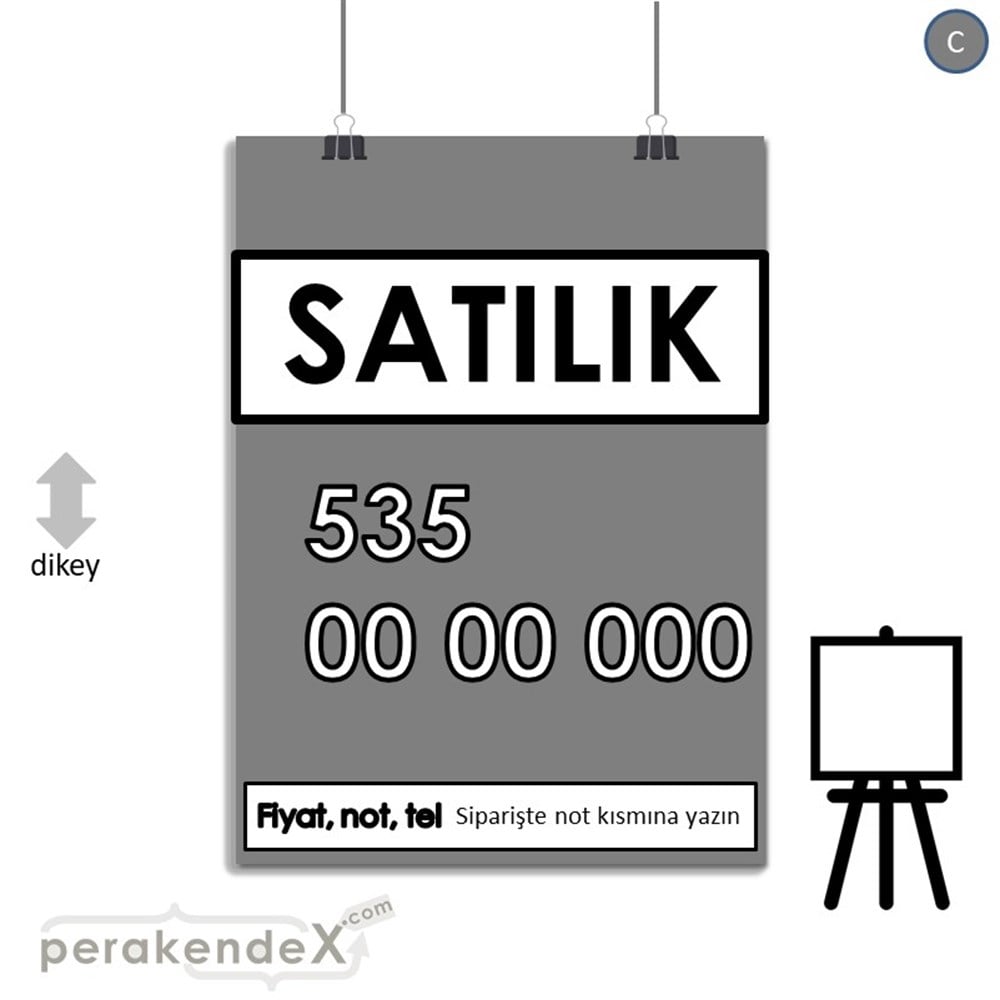 Satılık Yazısı 005 SERT PLASTİK POSTER,  AFİŞ -dikdörtgen,tek yön baskısert plastik poster,  afiş