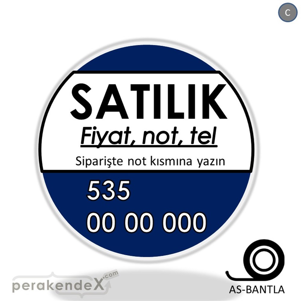 Satılık Yazısı 005 SERT PLASTİK POSTER,  AFİŞ -oval,tek yön baskısert plastik poster,  afiş