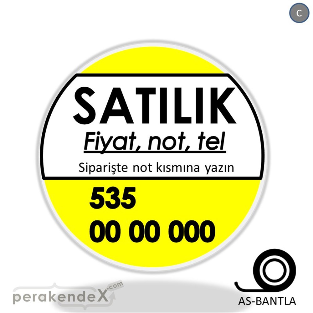 Satılık Yazısı 005 SERT PLASTİK POSTER,  AFİŞ -oval,tek yön baskısert plastik poster,  afiş