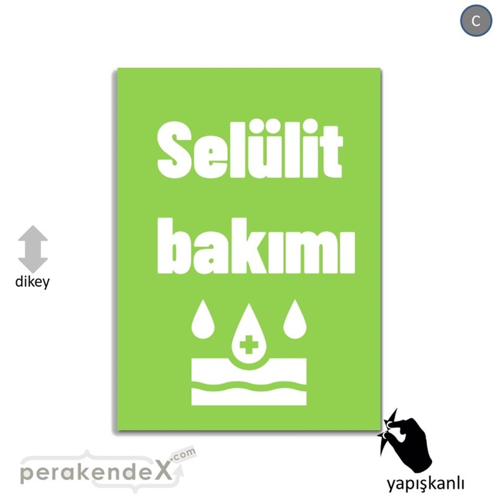 Selülit Bakımı Yazısı VİTRİN - CAM FOLYO,  VİNİL -dikdörtgen,tek yön baskıvitrin - cam folyo,  vinil