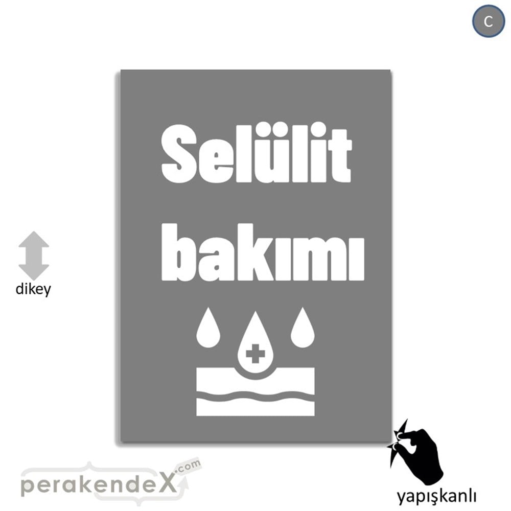Selülit Bakımı Yazısı VİTRİN - CAM FOLYO,  VİNİL -dikdörtgen,tek yön baskıvitrin - cam folyo,  vinil
