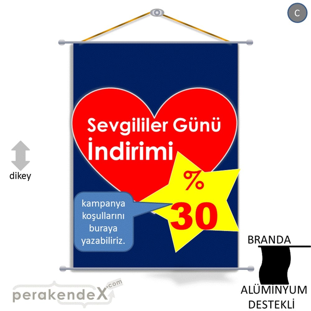 Sevgililer Günü İndirimi BRANDA POSTER,  AFİŞ -dikdörtgen,tek yön baskı