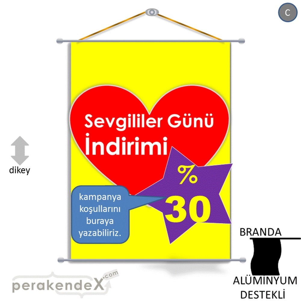 Sevgililer Günü İndirimi BRANDA POSTER,  AFİŞ -dikdörtgen,tek yön baskı