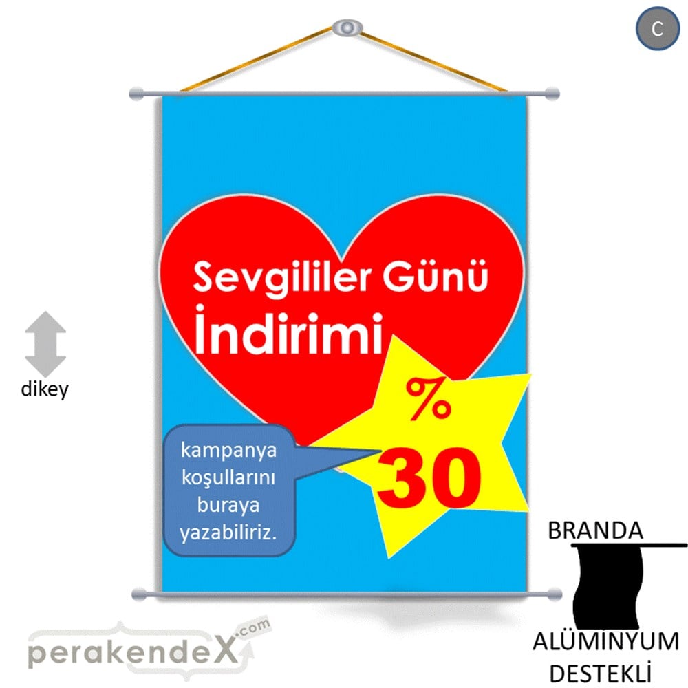 Sevgililer Günü İndirimi BRANDA POSTER,  AFİŞ -dikdörtgen,tek yön baskı