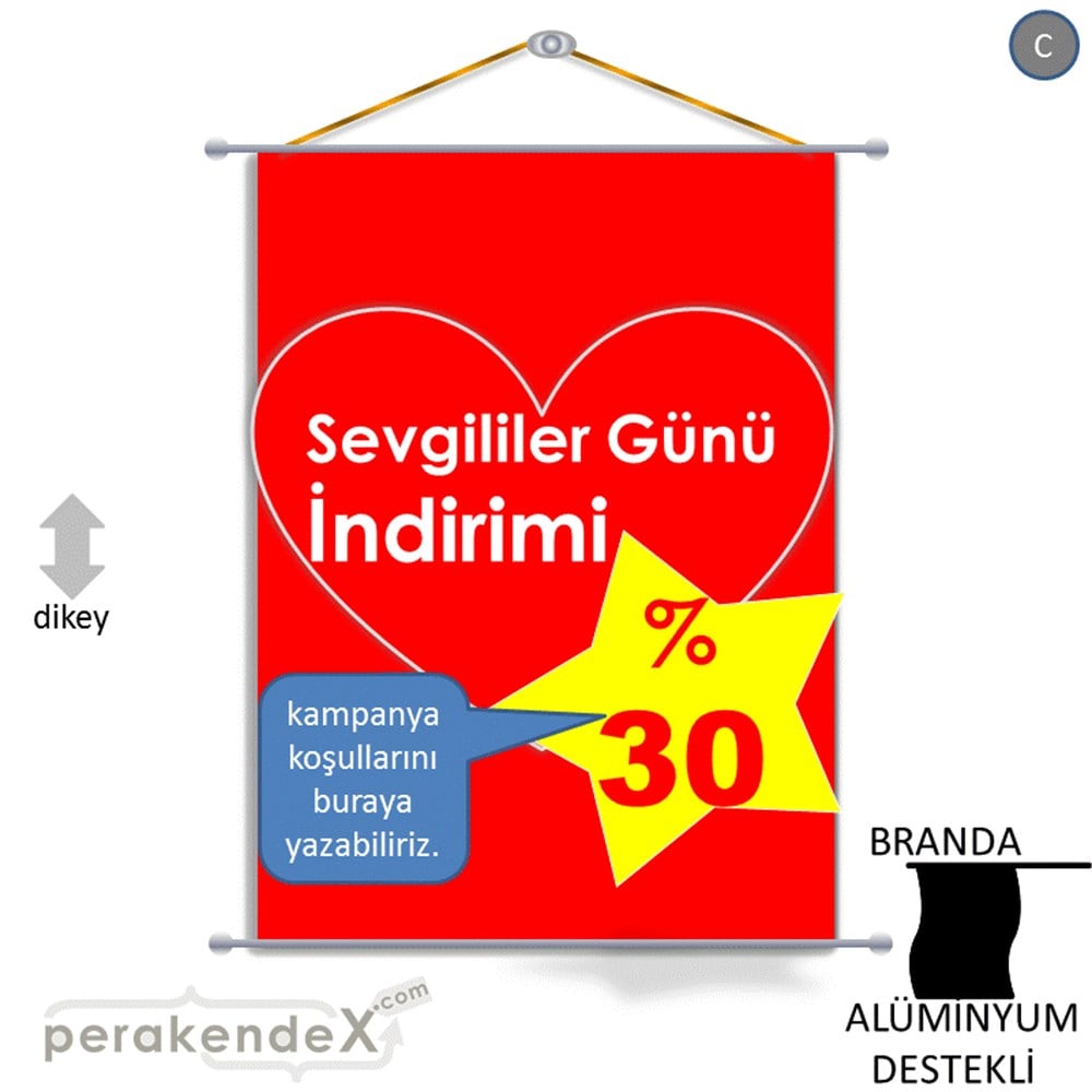 Sevgililer Günü İndirimi BRANDA POSTER,  AFİŞ -dikdörtgen,tek yön baskı