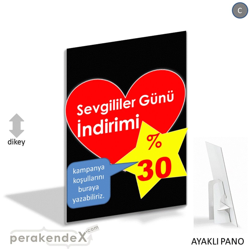 Sevgililer Günü İndirimi KARTON AYAKLI POSTER,  PANO -dikdörtgen,tek yön baskı
