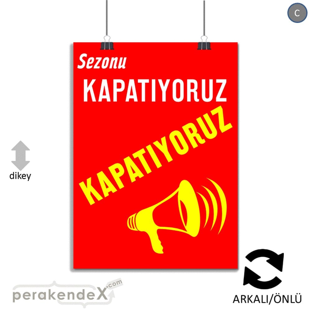 sezonu kapatıyoruz POSTERİ -dikdörtgen,çift yön baskı