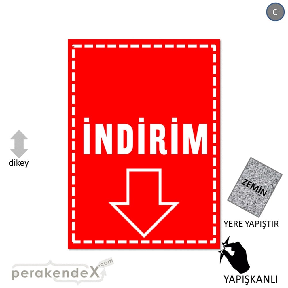 standart indirim YER ZEMİNE YAPIŞIR -dikdörtgen,tek yön baskı