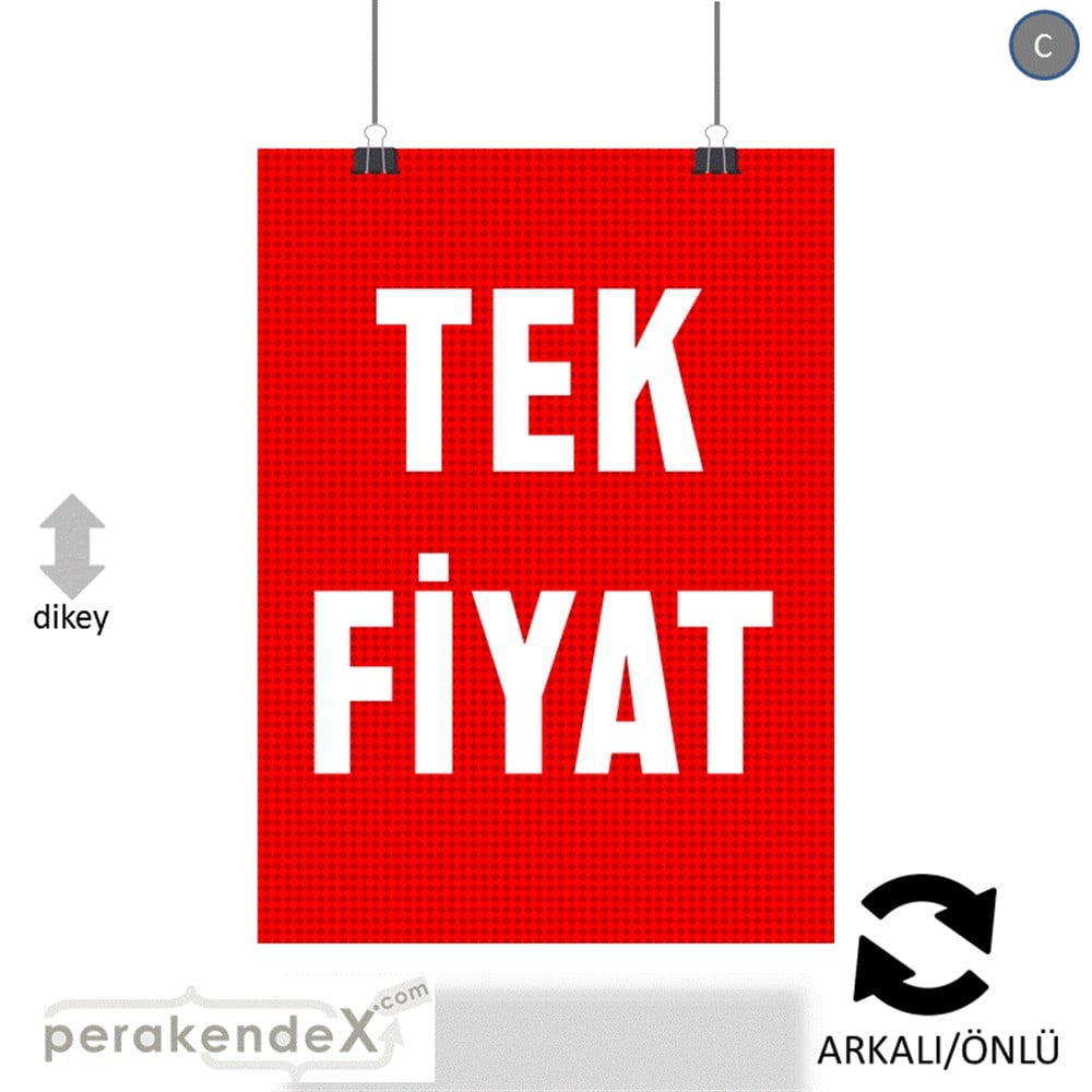 tek fiyat SERT PLASTİK POSTER -dikdörtgen,çift yön baskı