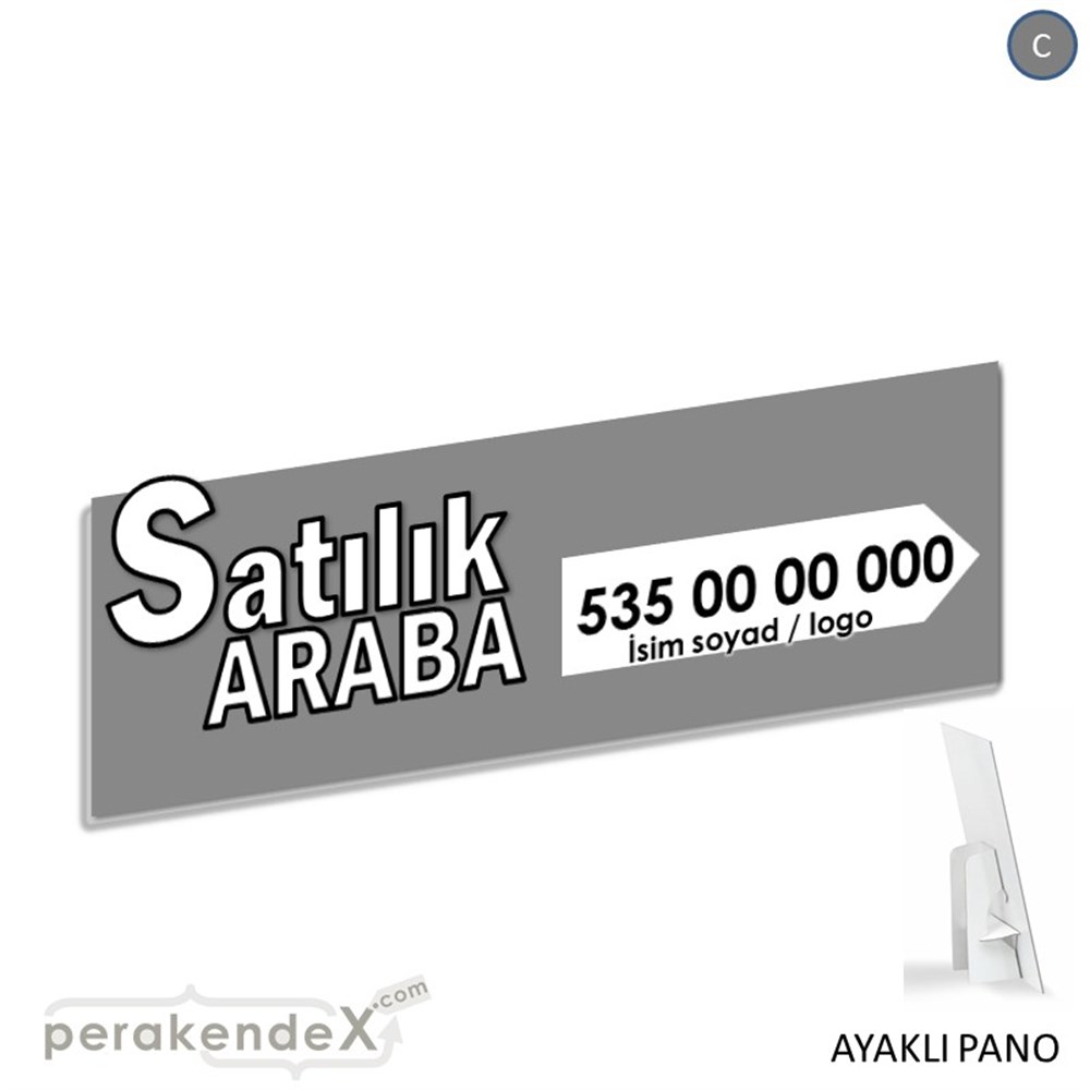 Tr İngilizce Satılık Araba Yazısı 008 KARTON AYAKLI POSTER,  PANO (BANNER) -dikdörtgen,tek yön baskıkarton ayaklı poster,  pano