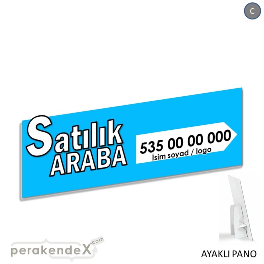 Tr İngilizce Satılık Araba Yazısı 008 KARTON AYAKLI POSTER,  PANO (BANNER) -dikdörtgen,tek yön baskıkarton ayaklı poster,  pano