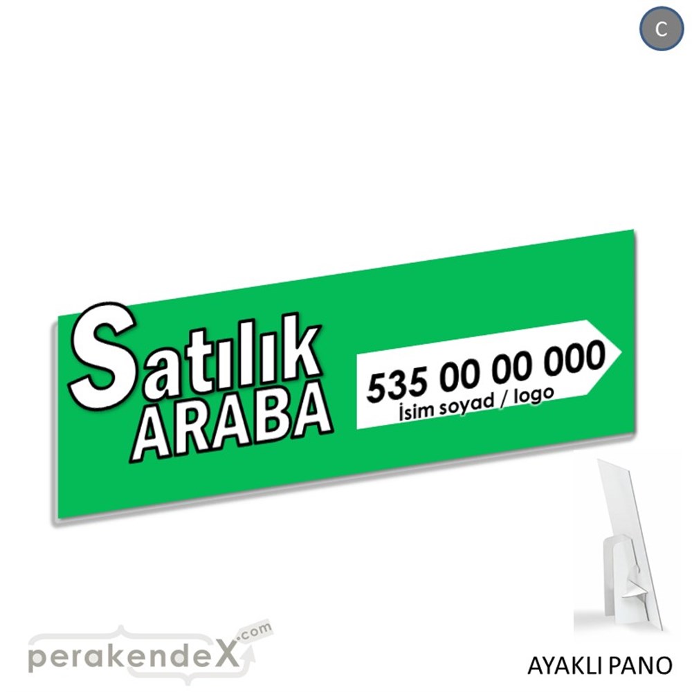 Tr İngilizce Satılık Araba Yazısı 008 KARTON AYAKLI POSTER,  PANO (BANNER) -dikdörtgen,tek yön baskıkarton ayaklı poster,  pano