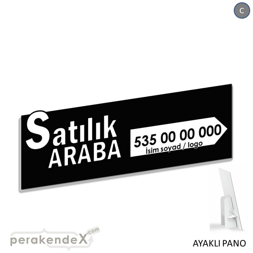 Tr İngilizce Satılık Araba Yazısı 008 KARTON AYAKLI POSTER,  PANO (BANNER) -dikdörtgen,tek yön baskıkarton ayaklı poster,  pano