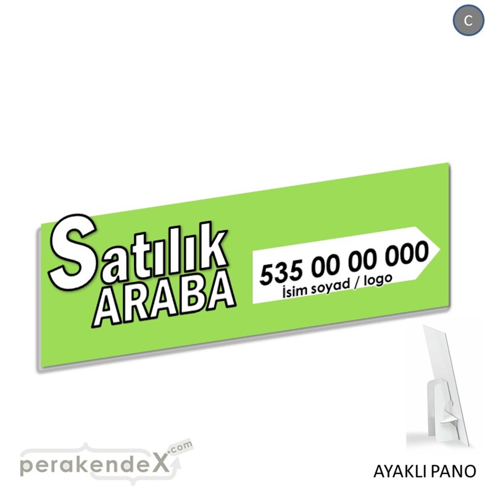 Tr İngilizce Satılık Araba Yazısı 008 KARTON AYAKLI POSTER,  PANO (BANNER) -dikdörtgen,tek yön baskıkarton ayaklı poster,  pano