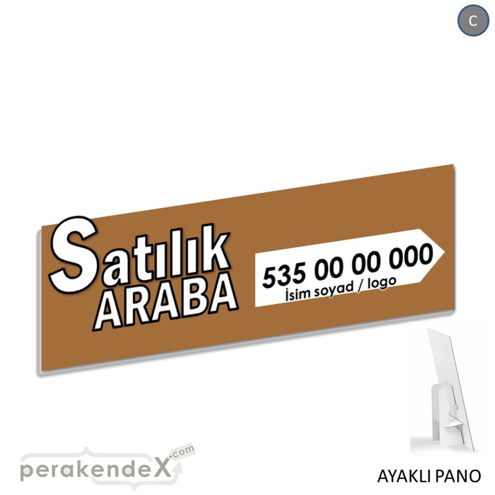 Tr İngilizce Satılık Araba Yazısı 008 KARTON AYAKLI POSTER,  PANO (BANNER) -dikdörtgen,tek yön baskıkarton ayaklı poster,  pano