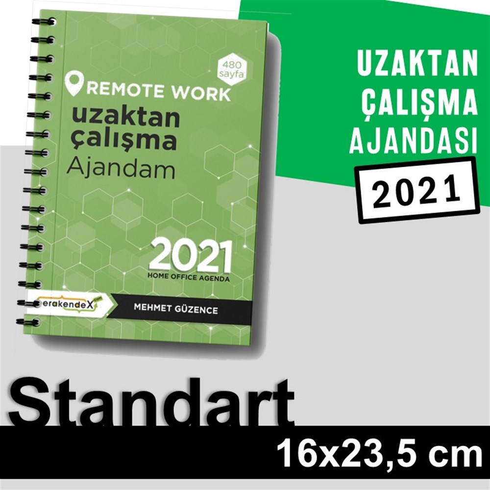 UZAKTAN ÇALIŞMA AJANDASI 2021 --Yeşil Renk - Standart Boy - 12 AYLIKmağaza yönetim ajandası