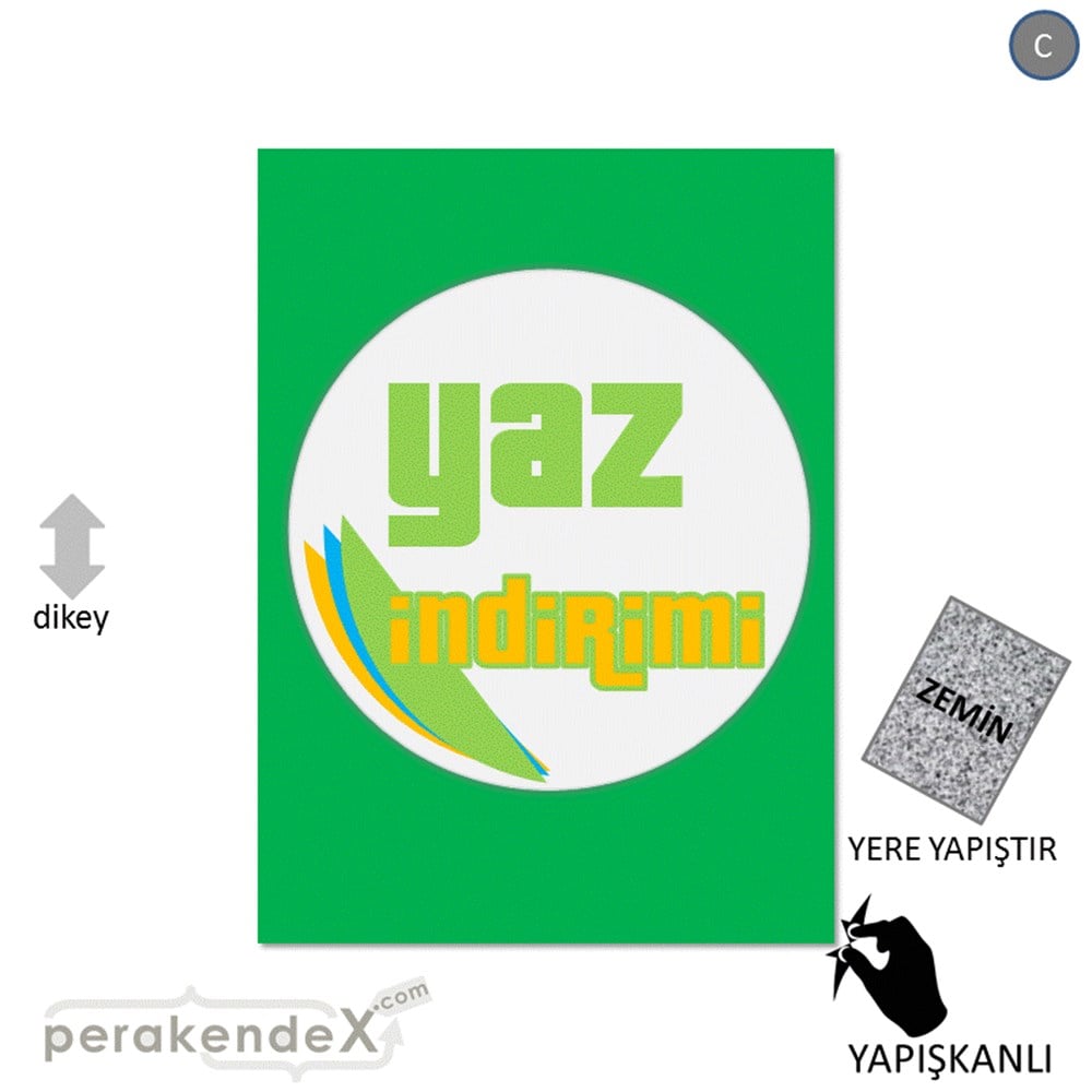 yaz indirimi YER ZEMİNE YAPIŞIR -dikdörtgen,tek yön baskı