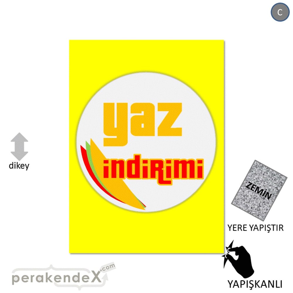 yaz indirimi YER ZEMİNE YAPIŞIR -dikdörtgen,tek yön baskı
