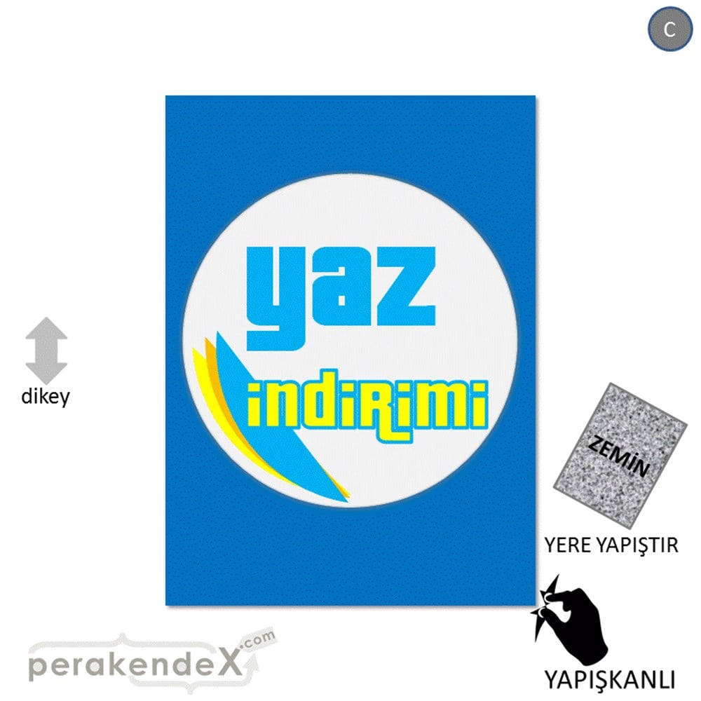 yaz indirimi YER ZEMİNE YAPIŞIR -dikdörtgen,tek yön baskı
