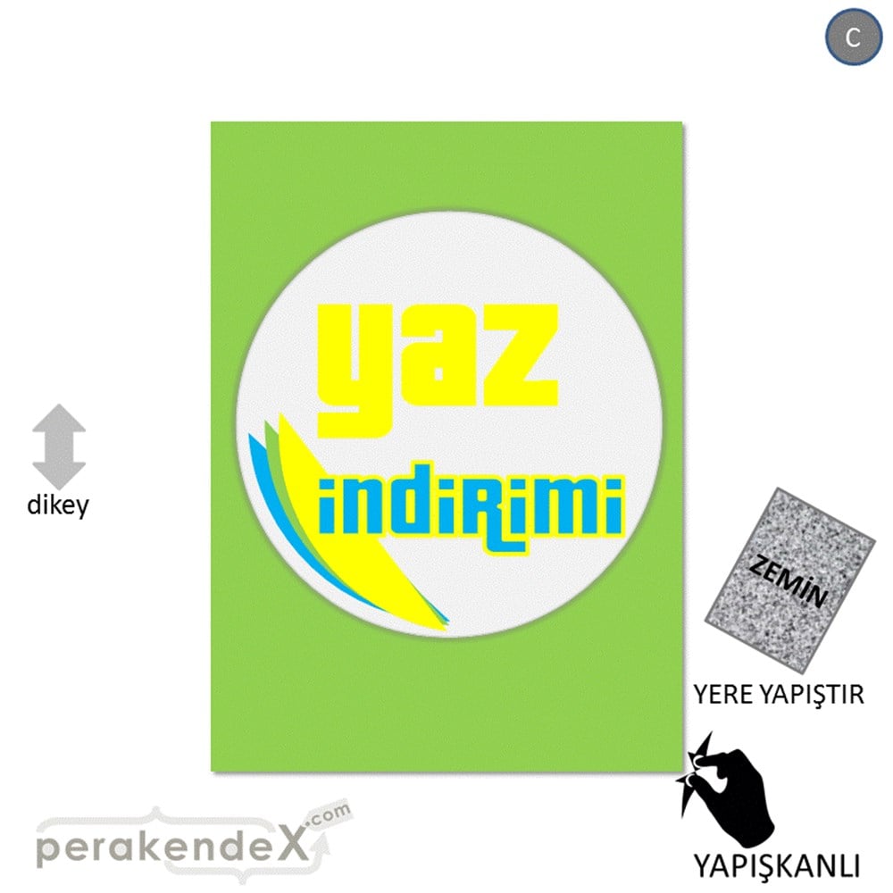 yaz indirimi YER ZEMİNE YAPIŞIR -dikdörtgen,tek yön baskı