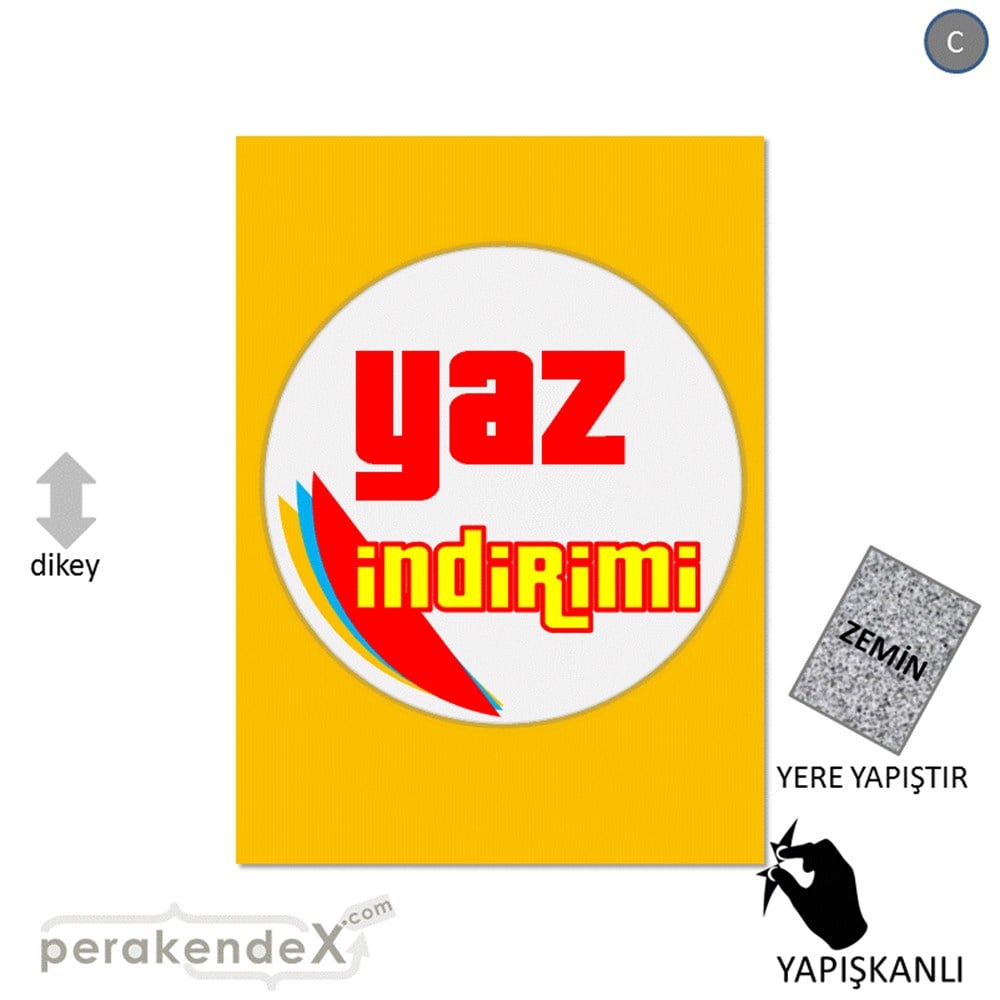 yaz indirimi YER ZEMİNE YAPIŞIR -dikdörtgen,tek yön baskı