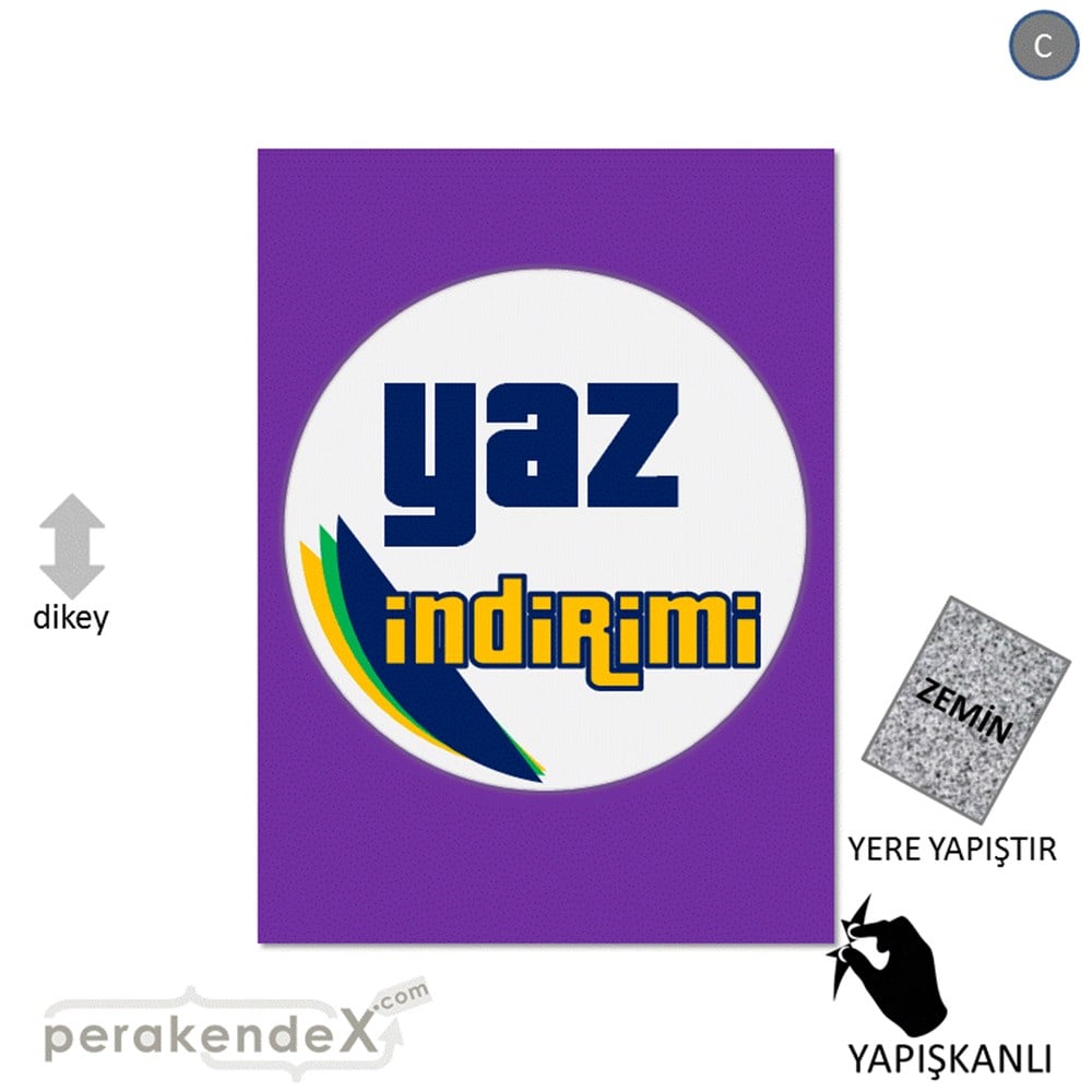 yaz indirimi YER ZEMİNE YAPIŞIR -dikdörtgen,tek yön baskı