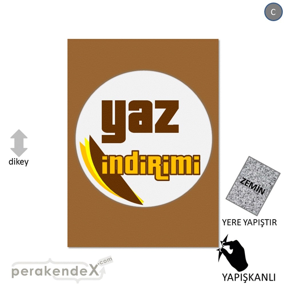yaz indirimi YER ZEMİNE YAPIŞIR -dikdörtgen,tek yön baskı