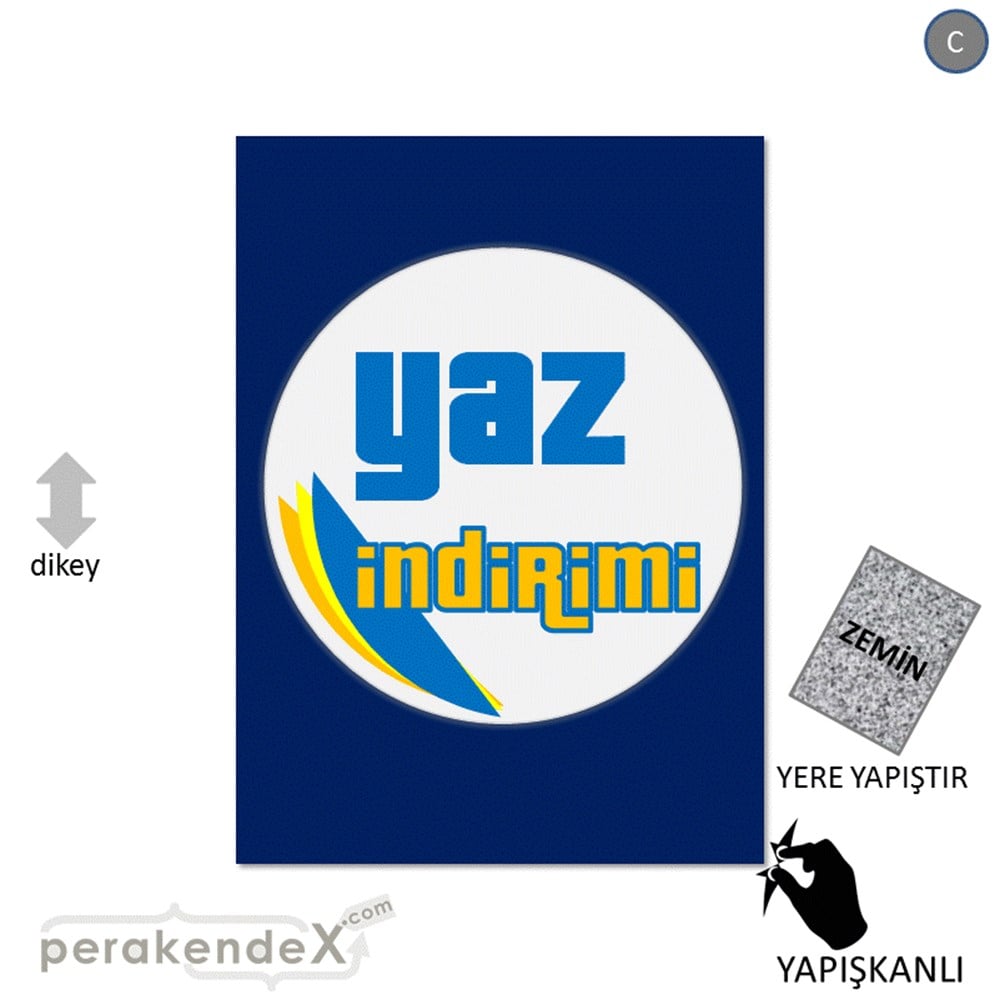 yaz indirimi YER ZEMİNE YAPIŞIR -dikdörtgen,tek yön baskı