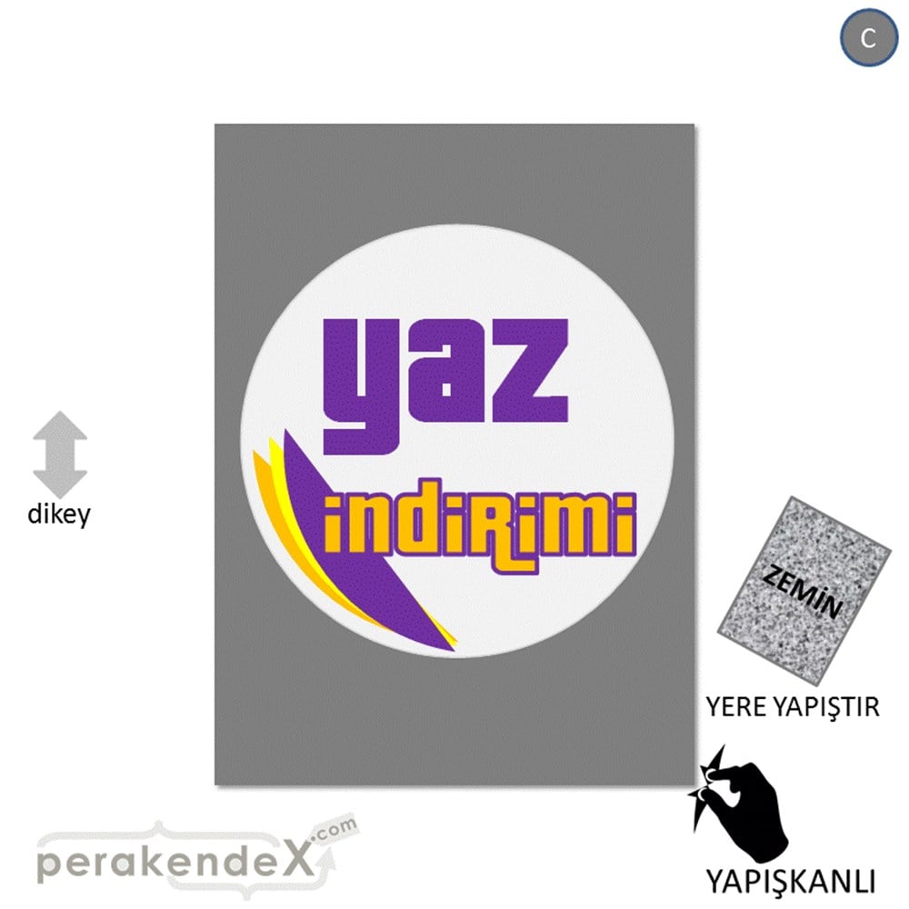 yaz indirimi YER ZEMİNE YAPIŞIR -dikdörtgen,tek yön baskı