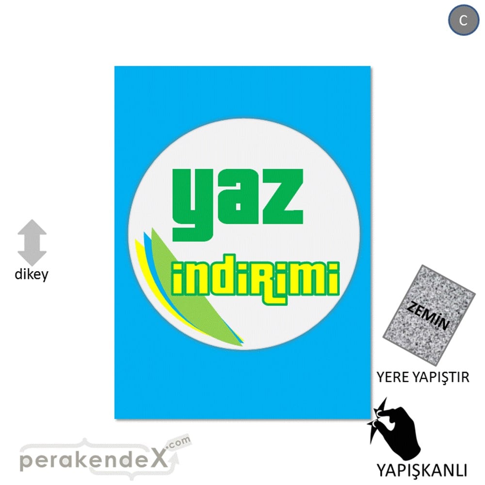 yaz indirimi YER ZEMİNE YAPIŞIR -dikdörtgen,tek yön baskı