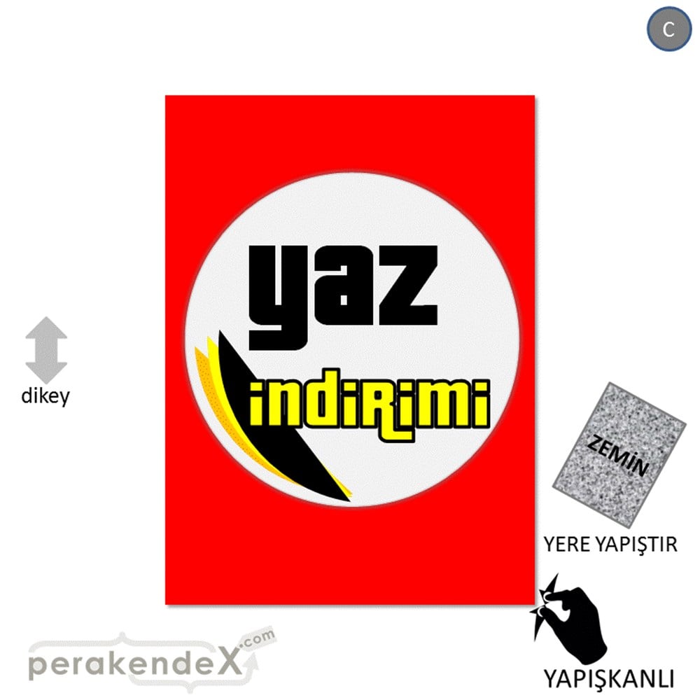 yaz indirimi YER ZEMİNE YAPIŞIR -dikdörtgen,tek yön baskı