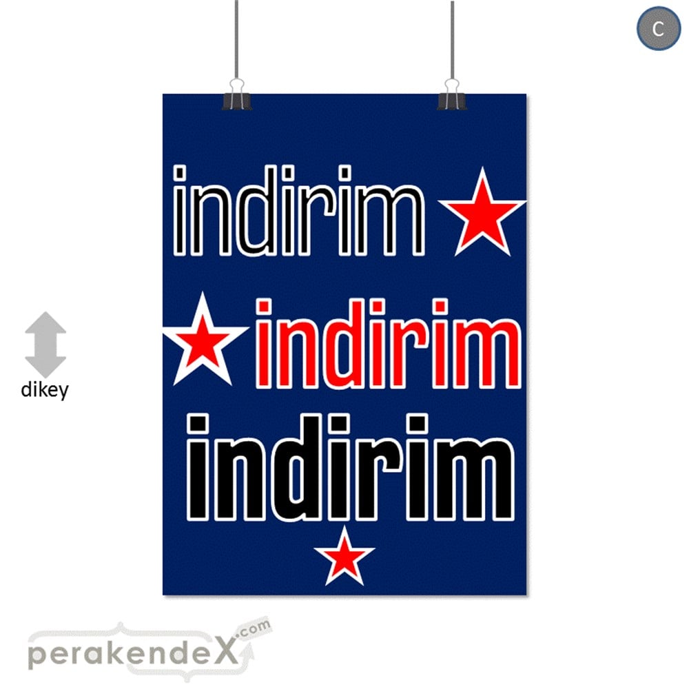 yıldızlı 3x indirim SERT PLASTİK POSTER -dikdörtgen,tek yön baskı