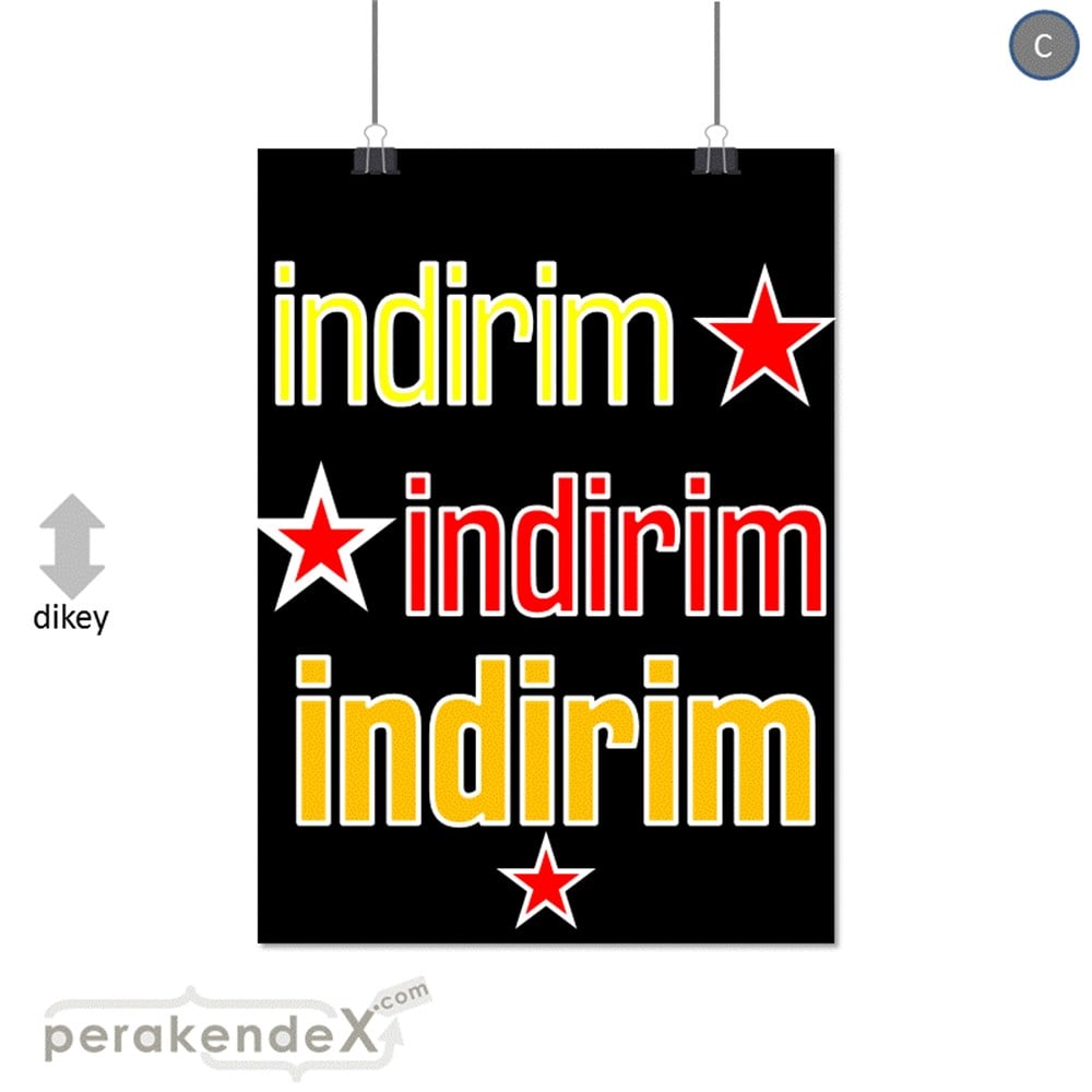 yıldızlı 3x indirim SERT PLASTİK POSTER -dikdörtgen,tek yön baskı