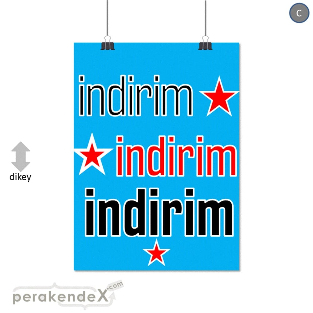 yıldızlı 3x indirim SERT PLASTİK POSTER -dikdörtgen,tek yön baskı