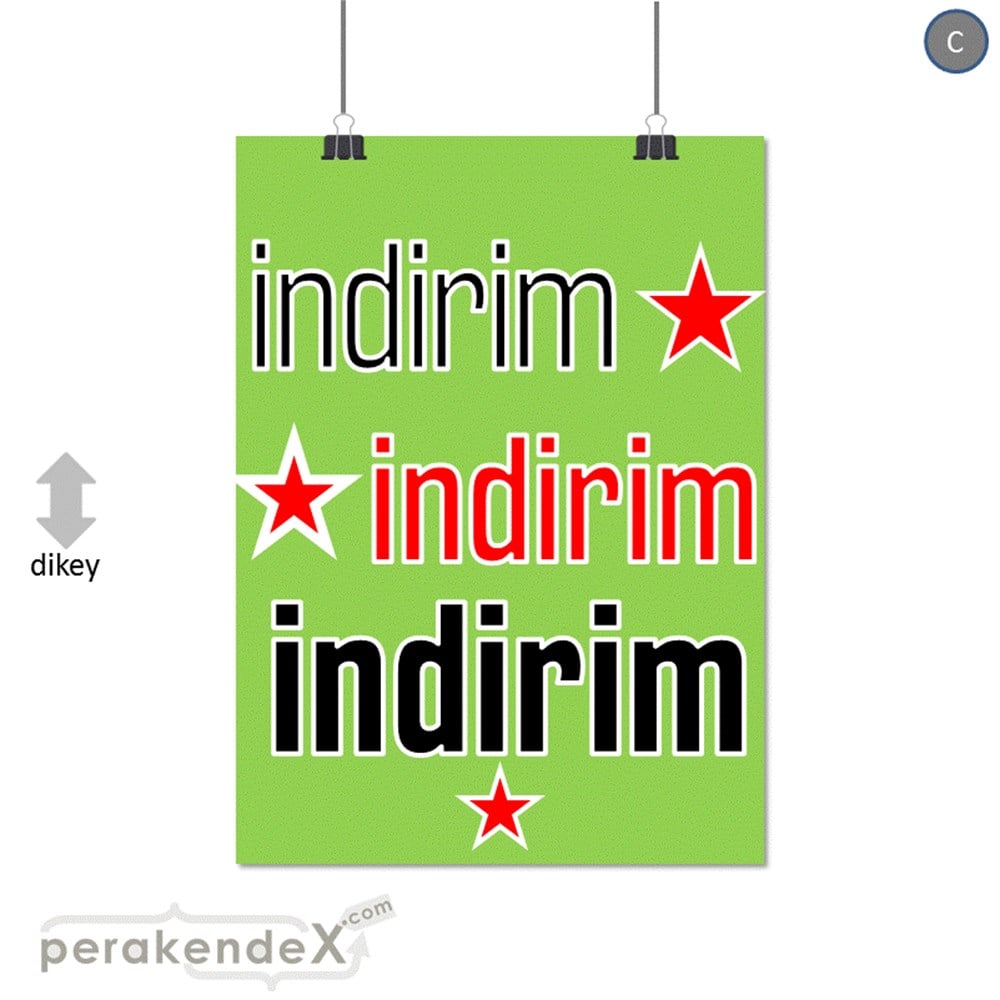 yıldızlı 3x indirim SERT PLASTİK POSTER -dikdörtgen,tek yön baskı