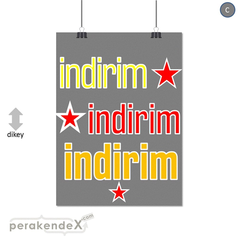 yıldızlı 3x indirim SERT PLASTİK POSTER -dikdörtgen,tek yön baskı