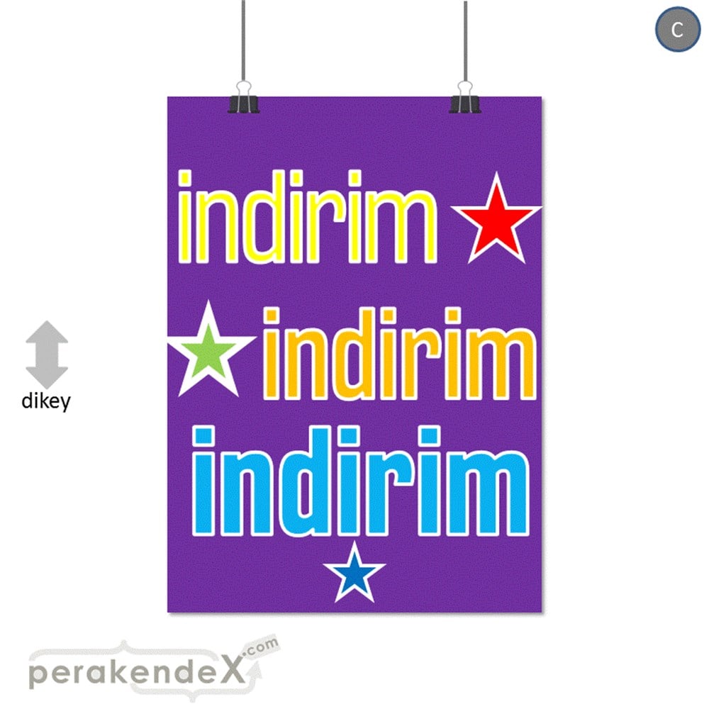 yıldızlı 3x indirim SERT PLASTİK POSTER -dikdörtgen,tek yön baskı