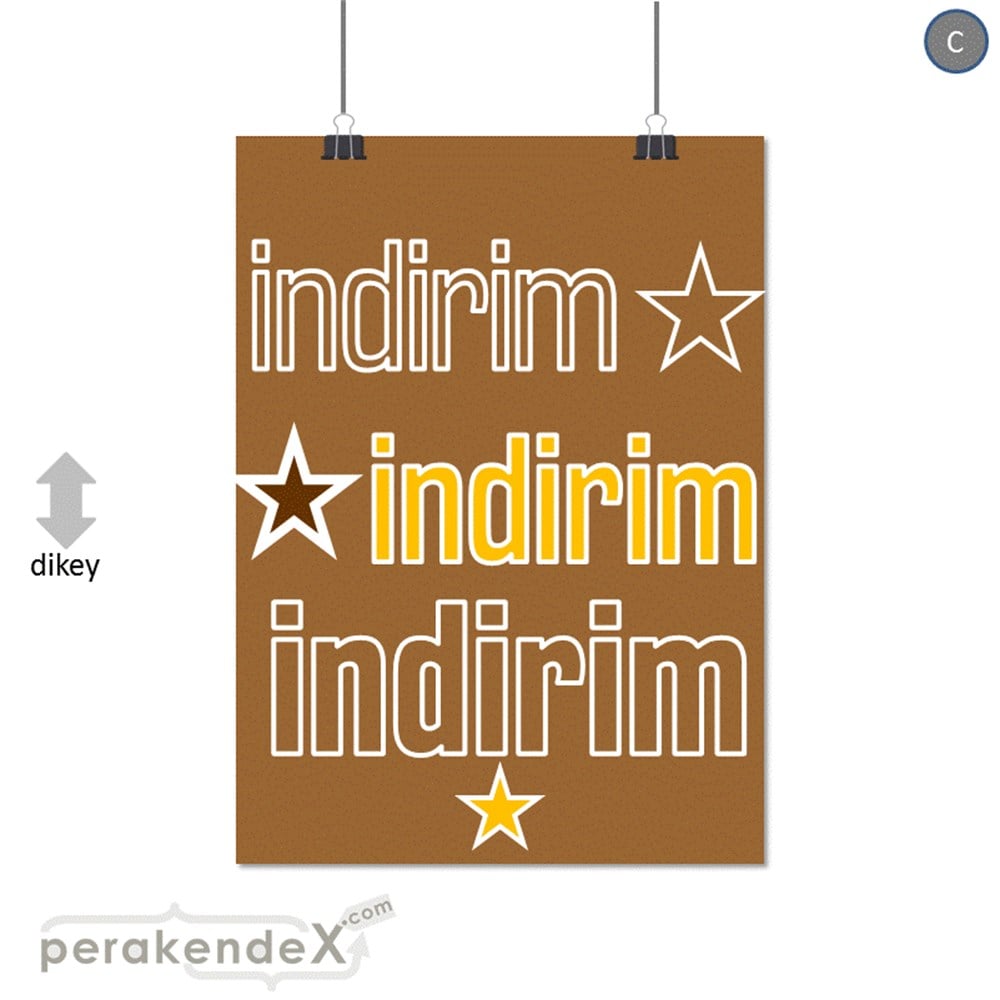 yıldızlı 3x indirim SERT PLASTİK POSTER -dikdörtgen,tek yön baskı