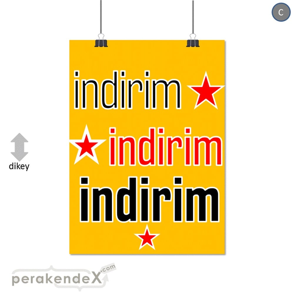 yıldızlı 3x indirim SERT PLASTİK POSTER -dikdörtgen,tek yön baskı