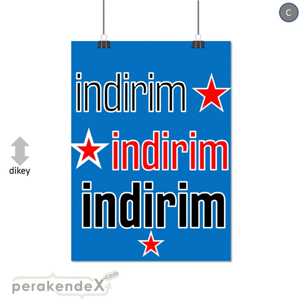 yıldızlı 3x indirim SERT PLASTİK POSTER -dikdörtgen,tek yön baskı
