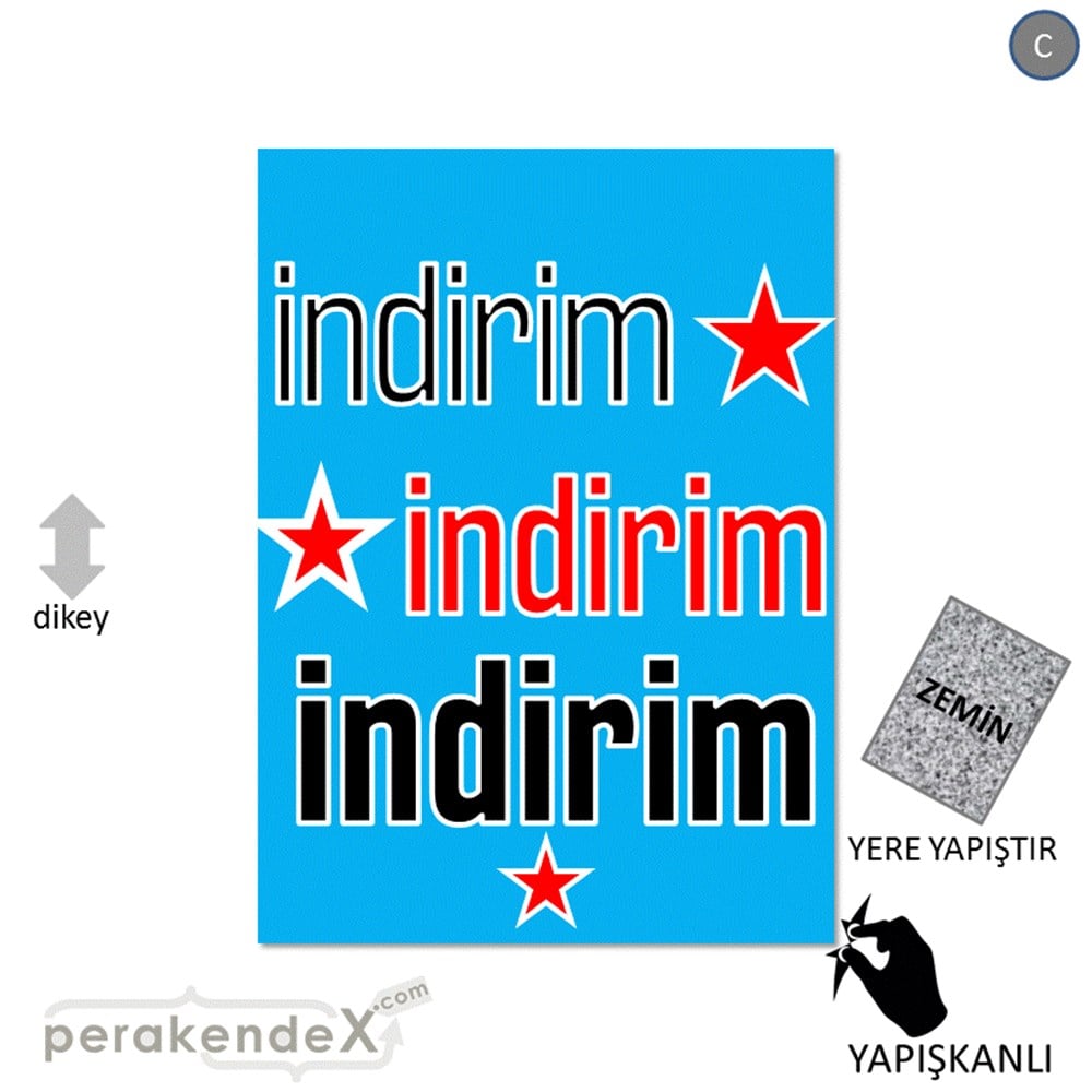 yıldızlı 3x indirim YER ZEMİNE YAPIŞIR -dikdörtgen,tek yön baskı