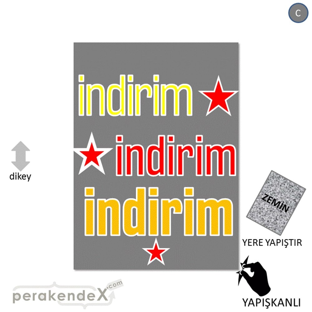 yıldızlı 3x indirim YER ZEMİNE YAPIŞIR -dikdörtgen,tek yön baskı
