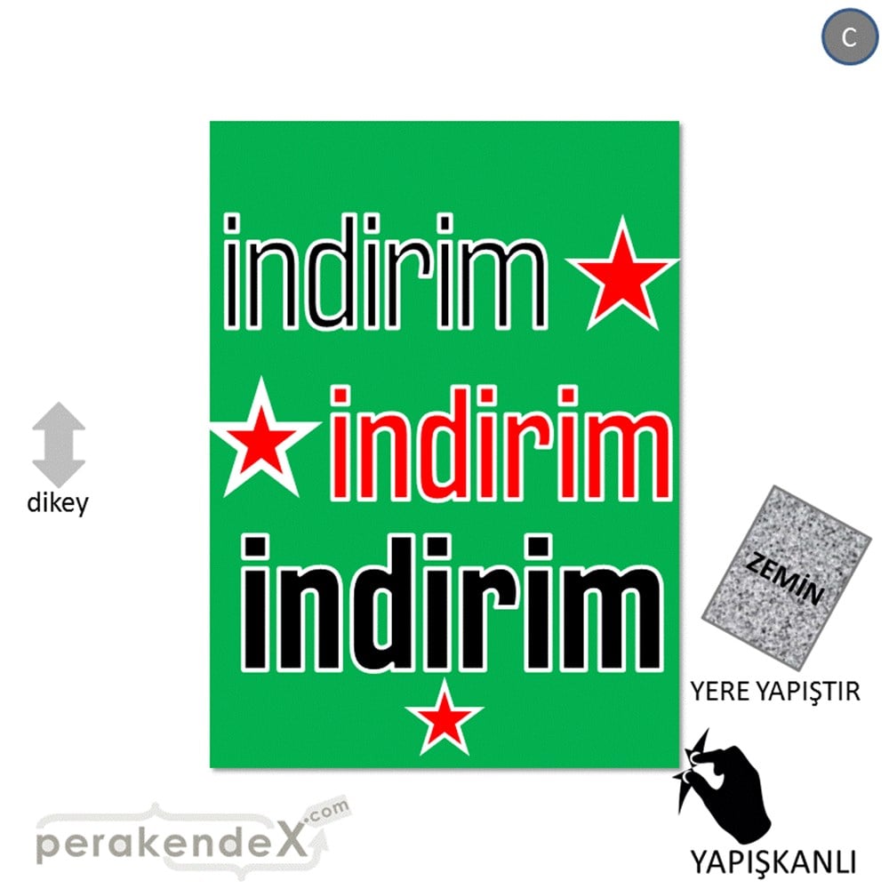 yıldızlı 3x indirim YER ZEMİNE YAPIŞIR -dikdörtgen,tek yön baskı