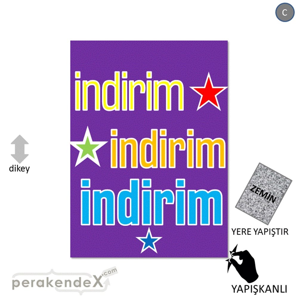 yıldızlı 3x indirim YER ZEMİNE YAPIŞIR -dikdörtgen,tek yön baskı