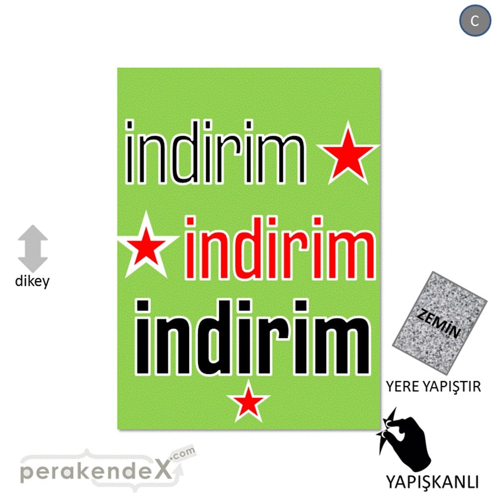 yıldızlı 3x indirim YER ZEMİNE YAPIŞIR -dikdörtgen,tek yön baskı