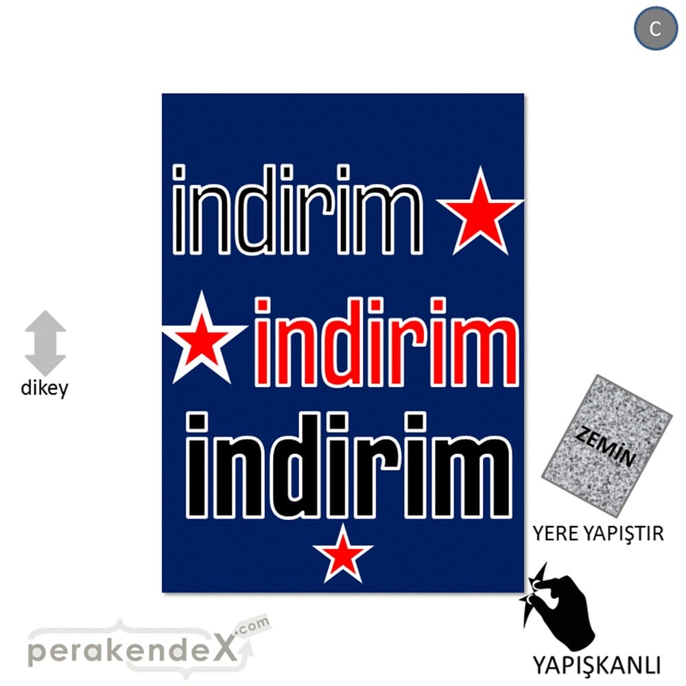 yıldızlı 3x indirim YER ZEMİNE YAPIŞIR -dikdörtgen,tek yön baskı