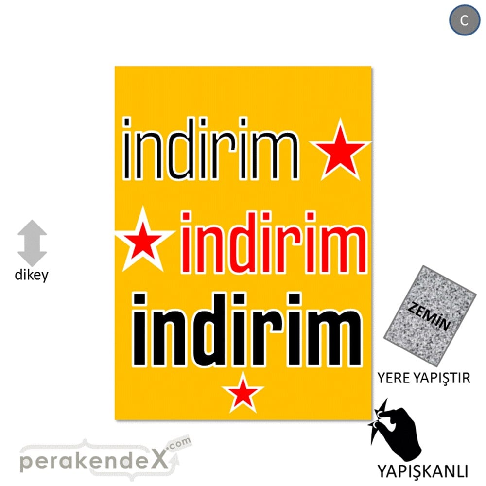 yıldızlı 3x indirim YER ZEMİNE YAPIŞIR -dikdörtgen,tek yön baskı